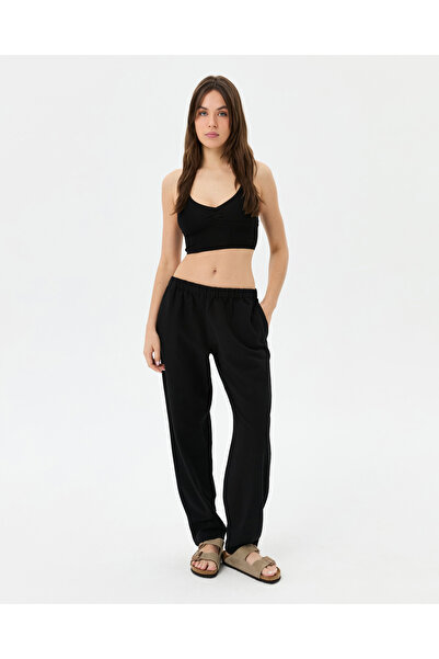 Ayma Active Women's Black Linen Look Easy West Pants