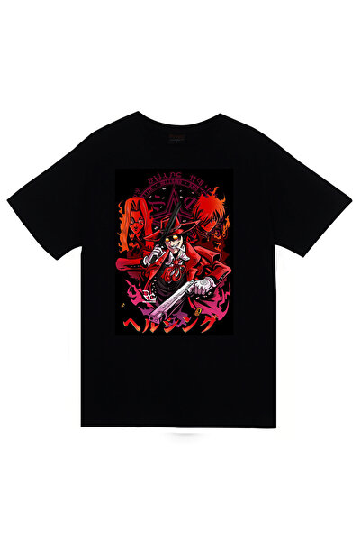 fame-stoned Helsing Anime Štampano Unisex 100% pamuk Crna T-shirt