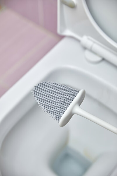 pure age Vas de toaletă și perie de toaletă practică din silicon - Se lipește pe perete, se poate îndoi