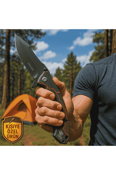 Tesbihane Gri-siyah Fiber Saplı Kişiye Özel Isim Yazılı 9cr18mov Kalite Paslanmaz Çelik Avcı Ve Kamp Bıçağı