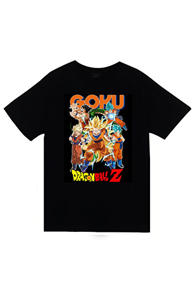 fame-stoned Tricou negru unisex 100% bumbac cu imprimeu Dragon Ball Z
