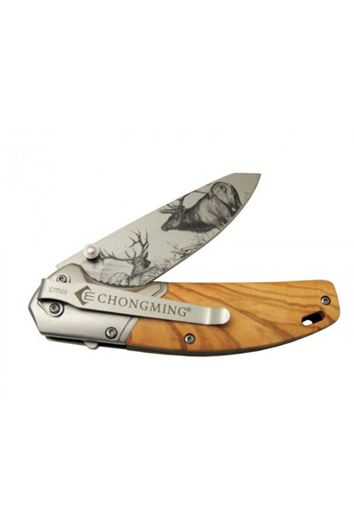 Tesbihane Zeytin Ağacı Saplı Geyik Deyatlı Isme Özel Yazılı 9cr18mov Kalite Paslanmaz Çelik Avcı Kamp Bıçağı