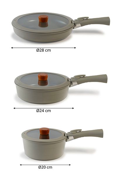 NEOFLAM Midas Gray 9-Piece Detachable Handle Nesting Induction Pot Pan Set
