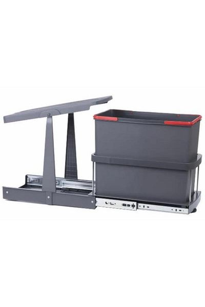 Pyramith P9157 24 Lt. Anthracite Telescopic Rail Trash Can