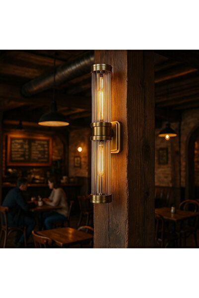 Tel Lighting Yıldız Ikili Boru Aplik, Eskitme Bronz