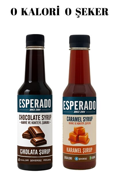 ESPERADO Şekersiz Sugar Free Çikolata * Karamel Aromalı Kahve Şurubu 250 ml X...