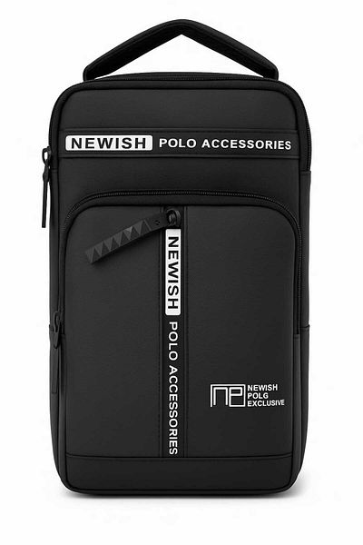 Newish Polo Men's Fabric Backpack Hand and Shoulder Bag Black - White