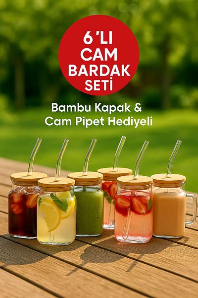 Open Home Concept 6 Pieces Glassmate – Heat Resistant Bamboo Lid Glass 650 ml