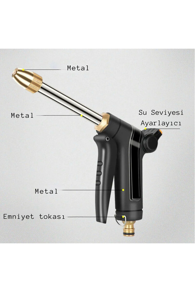 Home Metal Araba Yıkama Tabancası Yüksek Basınçlı Araba Yıkama Bahçe Sulama S...
