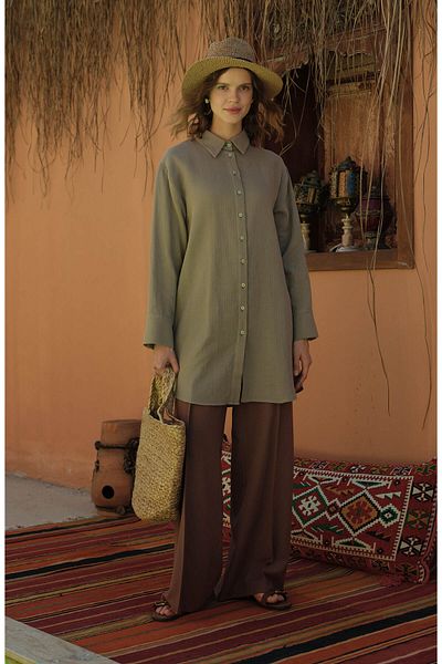 Fatma Atasoy Ironed Brown Linen Trousers
