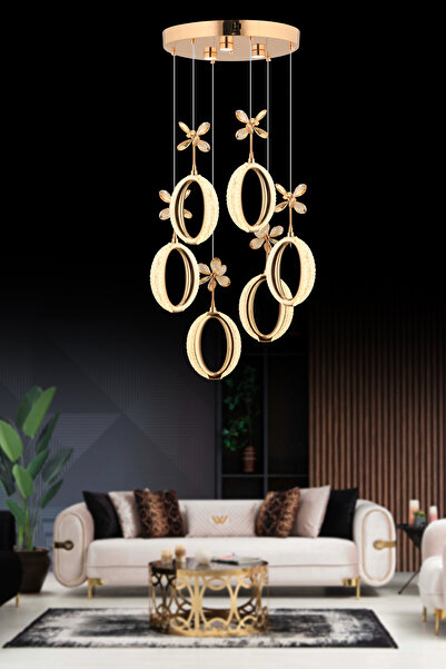 İstanbul Avize İstanbul Avize Zeus 6'lı Gold Kumandalı 3 Renk Ledli Modern Led Avize