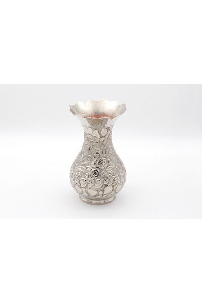 ANTEPSEPETİ Copper Silver Plated Patterned Vase