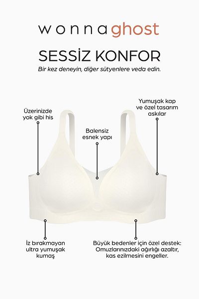 Wonna Ghost Laser Cut Seamless Bra Without Underwire - Non-Support - 2805 - Ecru