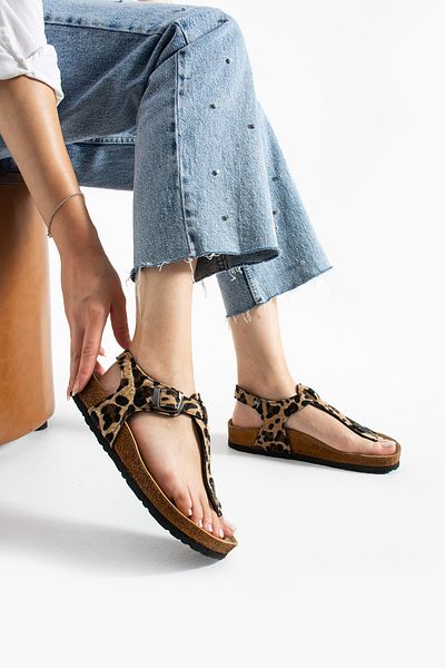 COMFORT OF PANTOFOLE Sandale Flip Flop cu model leopard