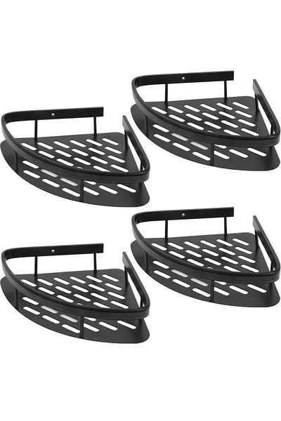 Quasar & Co. Set of 4 Corner Shelves, Hanging, 21 X 21 X 5 Cm, Aluminum, Black