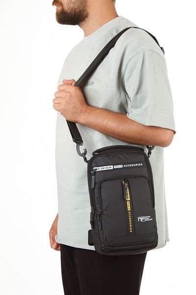 Newish Polo Men's Fabric Backpack Hand and Shoulder Bag Black - Yellow
