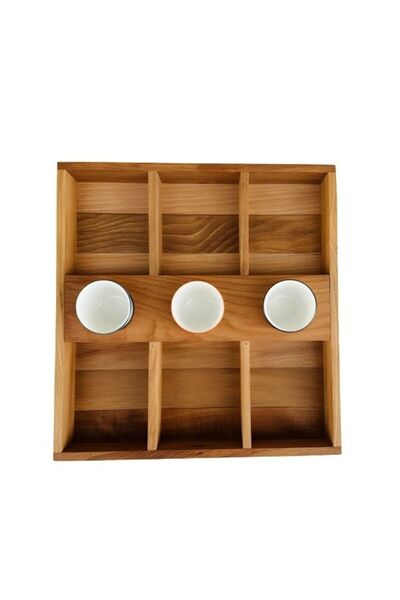 Chefkonsept Ahşap Bölmeli Tatlı Sunum Kasası