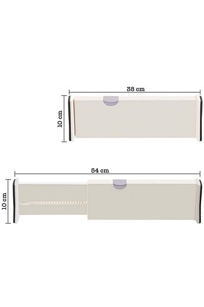 Quasar & Co. Set of 4 adjustable drawer organizers, kitchen/bedroom, locking system, extendable, 38-54cm