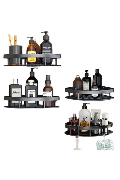 Quasar & Co. Set of 4 Corner Shelves, Hanging, 21 X 21 X 5 Cm, Aluminum, Black