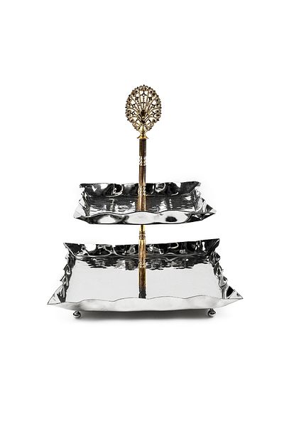 ANTEPSEPETİ Silver Plated Forged Two-Layer Copper Cookie Holder
