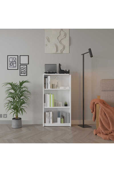 Adore Mobilya 3 Raflı Kitaplık-Beyaz 58x106x23 cm