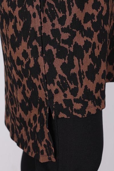 Linvey Summer Comfortable Fit Wrinkle Fabric Leopard Pattern Double Suit Elastic Pants & Loose Cut Tunic