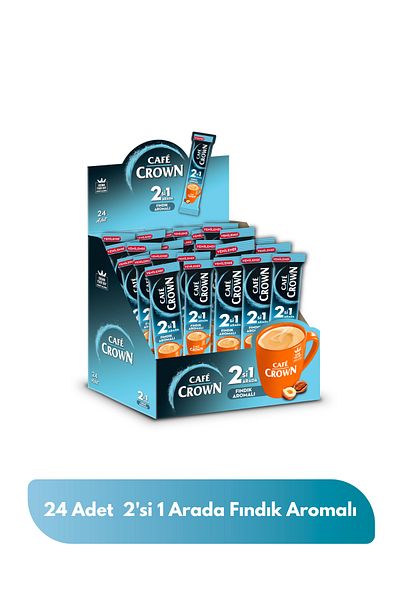 Cafe Crown 2 في 1 مع البندق 11 جرام. × 24 قطعة
