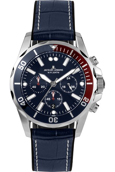 Jacques Lemans Mens Watch 1-2091b, Quartz, 43mm, 20atm