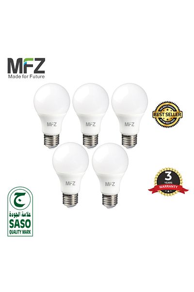 MFZ LED Bulbs 15W, E27 Base, 4000K Cool White, AC220–240V, Plastic Body – Pack of 5