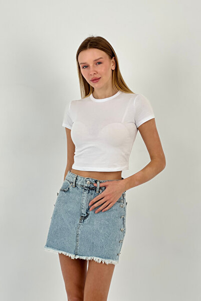 Miss Poem Γυναικείο κοντομάνικο κοντομάνικο λευκό μπλουζάκι