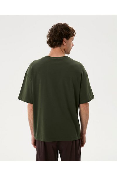 Ayma Active Ανδρικό μπλουζάκι χακί Oversize - Οργανικό βαμβάκι, κοντό μανίκι