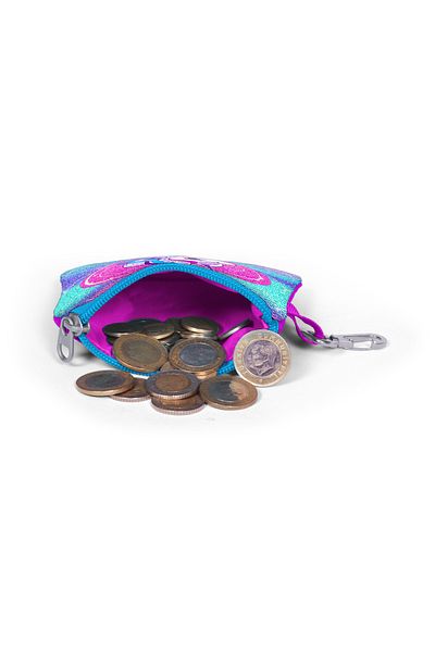 Coral High Kids Purple Pink Unicorn Patterned Glitter Coin Bag 21797