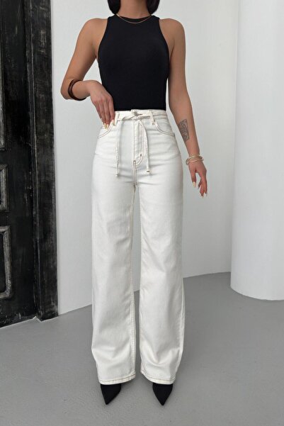 LACARINO 8012 Γυναικείο τζιν παντελόνι με φαρδύ πόδι