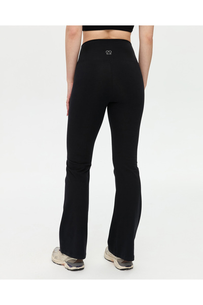 Ayma Active Siyah Yüksek Bel Organik Pamuk Ispanyol Paça Tayt