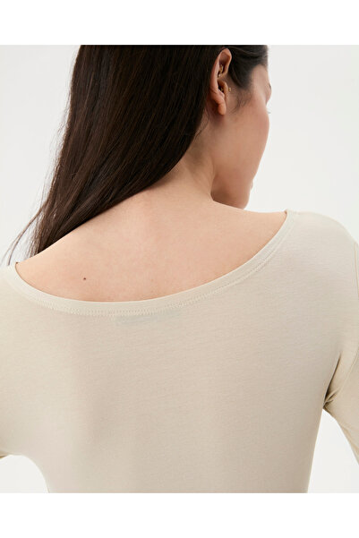 Ayma Active Cream Women's Long Sleeve Semi-Wide Collar Viscous Underwear