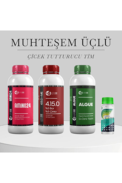 AGROEGE 3 Lü Boster 4-15-0 Amino12 Algue Çicek Tutturucu 1 lt