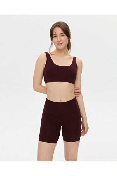 Ayma Active Γυναικείο σορτς μπικίκ με ψηλόμεσο από οργανικό βαμβάκι Chestnut