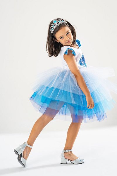 YAĞMUR KOStütüM Princess Elsa Themed Girl's Birthday Dress & Party Costume with Crown & Wand & Hair Gift