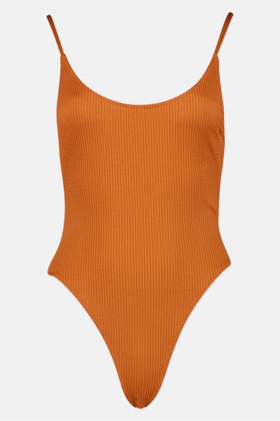 Hurley Women Textured Twisted Back One Piece, Brown