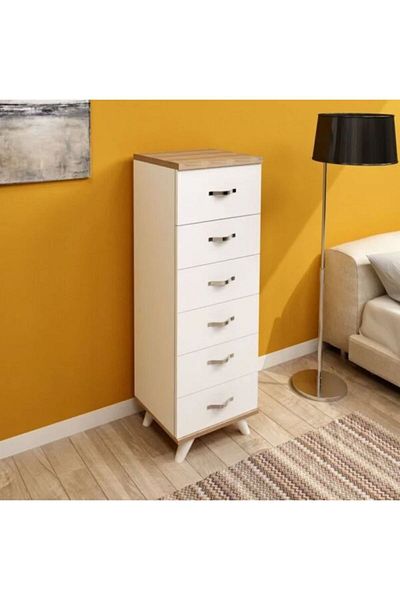 Modella 6-drawer chest of drawers Belinda white/natural oak
