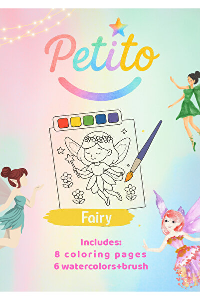 PETİTO Peri Temalı Sulu Boya Boyama Seti+suluboya seti+CE sertifikalı + çocuk...