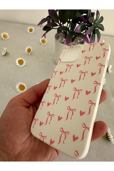 HyperAge حافظة متوافقة مع هاتف iPhone 13 / 14 داخل غطاء سيليكون مخملي بتصميم شريط فيونكة