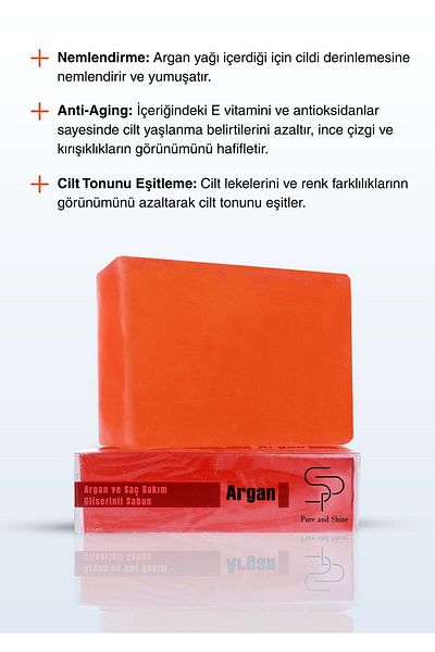 Pureandshine Argan and Hair Care Glycerin Soap (120 Gr)