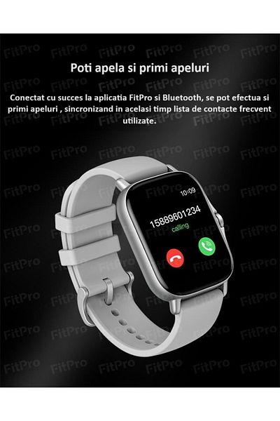 zyteq Smartwatch sport ZYTEQ®️, 1.69", apel BT, notificari, monitorizare, wireless, negru