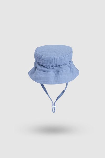 Little Gusto Blue Organic Cotton Muslin Fisherman Baby Hat