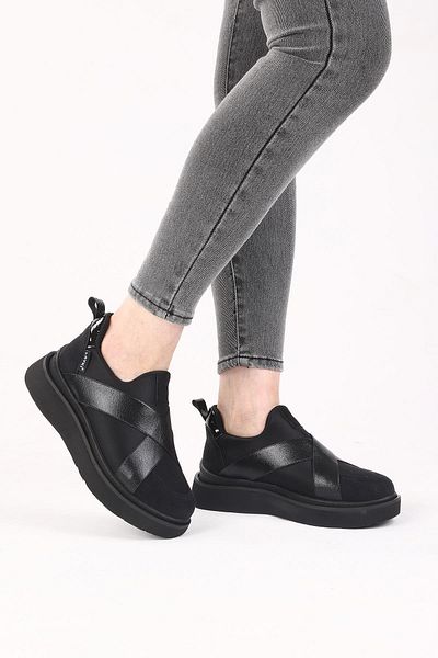 layki Nesica Black Colored Elastic Parachute Fabric Walking Shoes