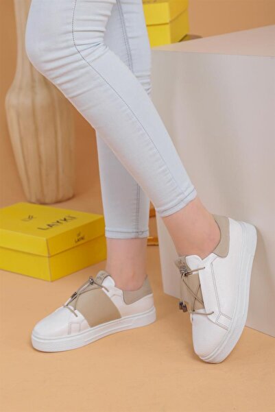 layki Alvaro Beyaz Bej Renkli Sneaker