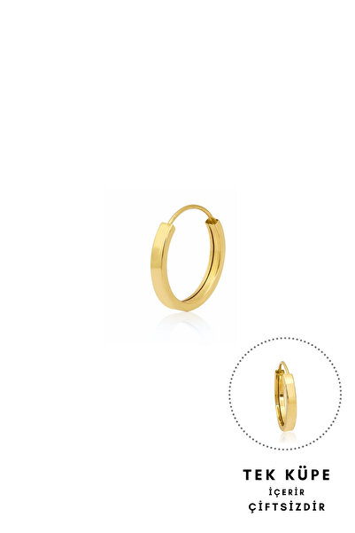 Altınkesesi 8 Ayar Altın Düz Tek Halka Küpe Gizli Kilitli 1.6 Cm