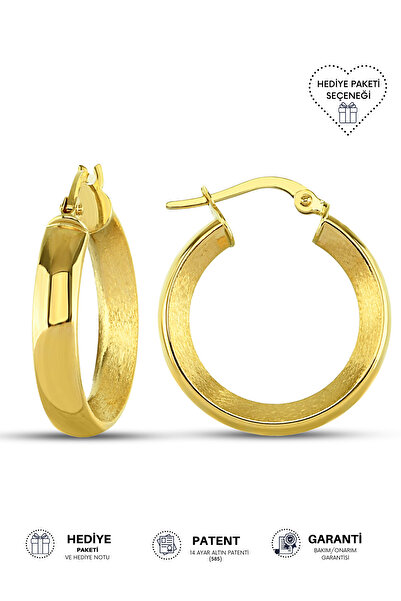 Altınkesesi 14 Ayar Altın Halka Küpe Mat-parlak 2.1 Cm