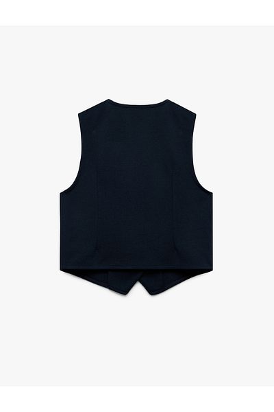 Koton V Neck Sleeveless Buttoned Viscose Crop Vest